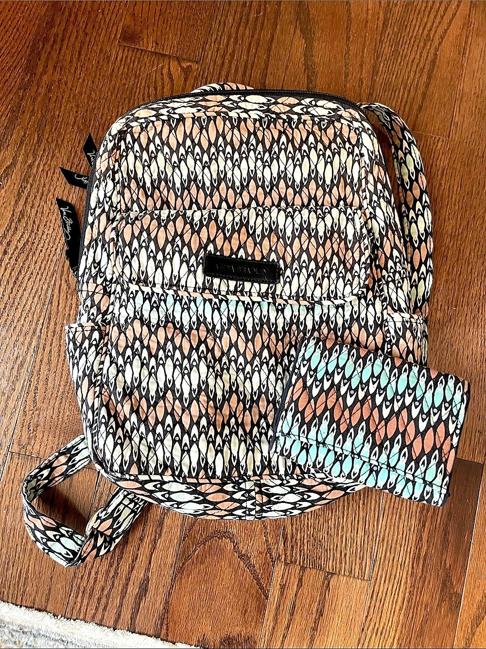 Vera Bradley Geometric Backpack in Black & Pink and wallet